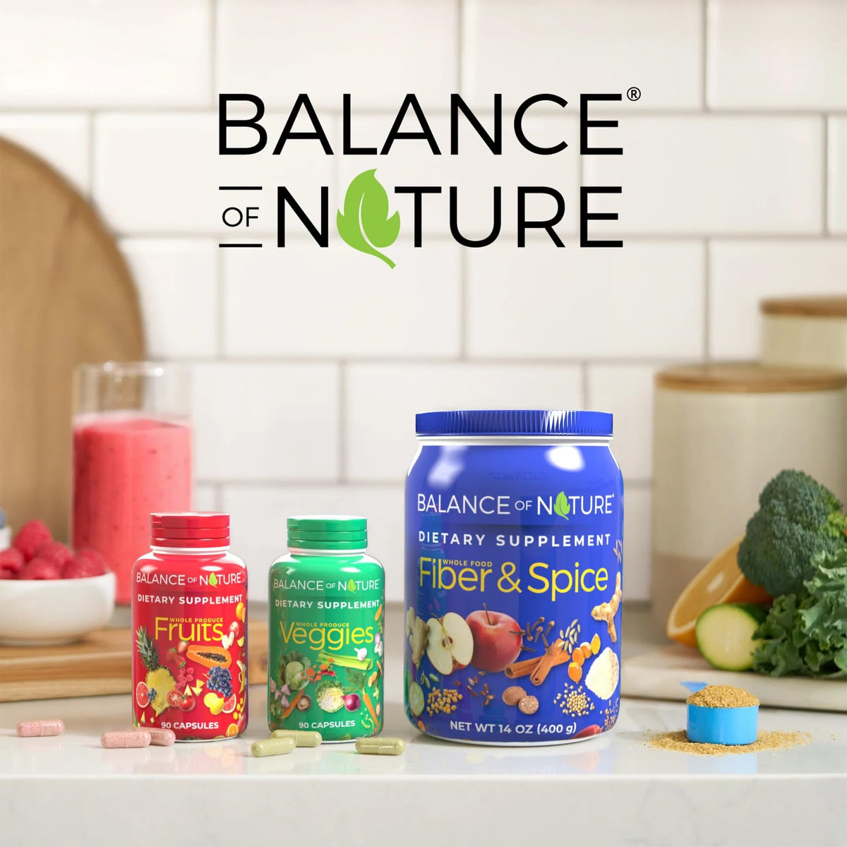 Balance of Nature Whole Health System - Whole Food Fruits & Veggies and Fiber & Spice Supplements - 30 Servings Each Balance of NatureBuy Supplements Australia