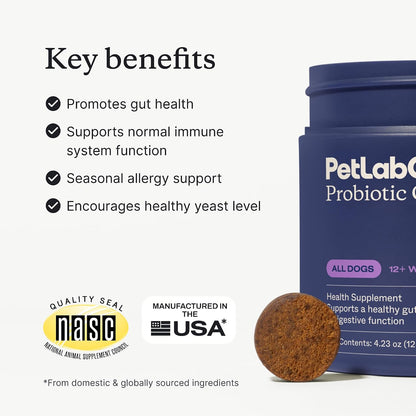 PetLab Co. - Gut & Ear Health Bundle: Probiotics for Dogs, Support Gut Health & Seasonal Allergies, & Ear Cleaner for Dogs, Supporting Yeast & Healthy Ear Canals - Easy to use Formulas
