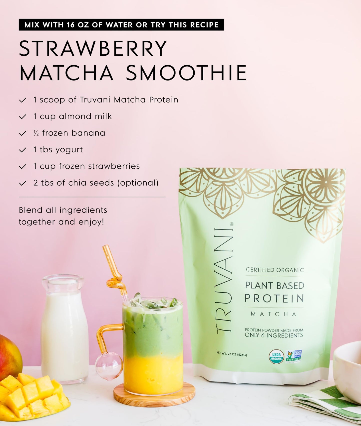 Truvani Organic Plant Based Protein Powder | Vanilla Chai | 10 Servings | Vegan | 20g Pea Protein | Keto | Gluten & Dairy Free | Low Carb | No Added Sugar