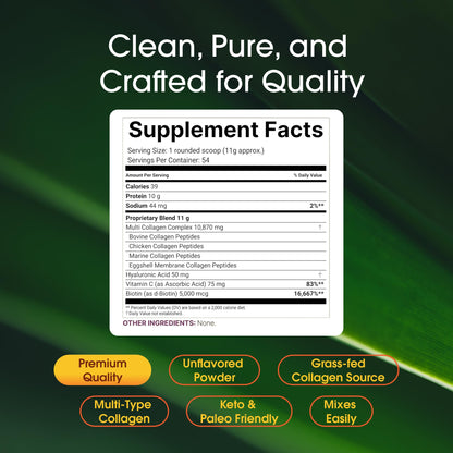 NatureBell Multi Collagen Protein Powder - 600g - Hydrolyzed Collagen Peptides - for Skin, Hair, Nail, Joint & Bone Health Support* - Grass-Fed & Keto-Friendly - Unflavored NatureBell buy supplements Au