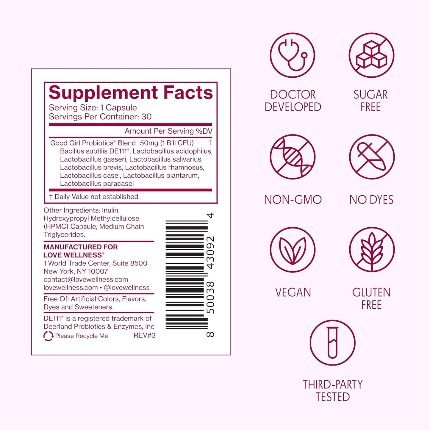 Love Wellness Good Girl Probiotics | Women’s Vaginal Health & pH Balance Supplement | 9-Strain Probiotic for Urinary Tract, Yeast, Odor & Immune Support | Gluten-Free (60-Day Supply) Love Wellness buy supplements Au