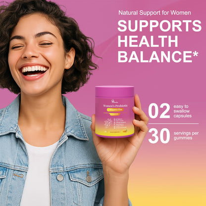 Her Juicy Women's Probiotic Gummies: Supports Women’s Wellness & pH Balance, Clean Vegan, Pineapple Flavor, Prebiotics & Lactobacillus Blend, with Slippery Elm, Gut Health & Immune Defense, 60 Gummies Heawdra buy supplements Au