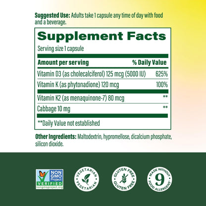 MegaFood Vitamin D3 5000 IU (125 mcg) - Vegetarian Supplements with Vitamin D3 K2 - Supports Bones, Teeth, Muscles & Immune Health - Certified Non-GMO - 120 Mini Capsules, 120 Servings MegaFood buy supplements Au