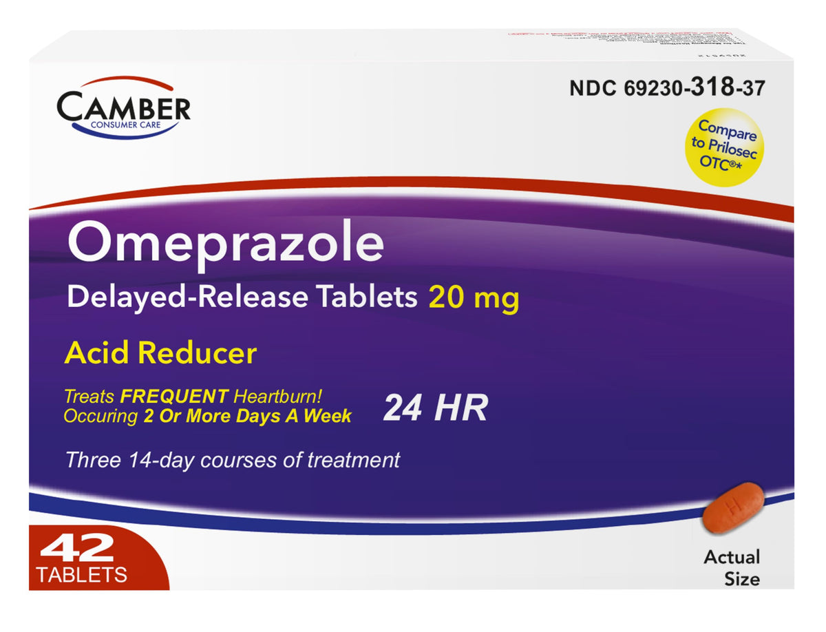 Camber Omeprazole 20mg Delayed-Release Tablets, Heartburn and Acid Reducer Reflux Medicine (42 Count) CAMBER PHARMACEUTICALS, INC buy supplements Au