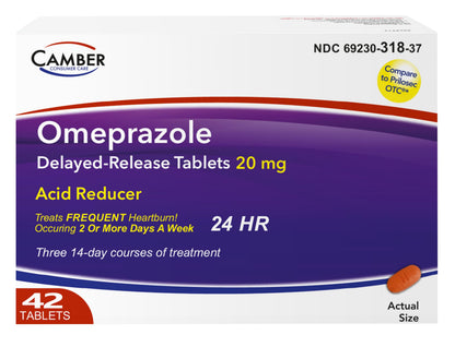Camber Omeprazole 20mg Delayed-Release Tablets, Heartburn and Acid Reducer Reflux Medicine (42 Count) CAMBER PHARMACEUTICALS, INC buy supplements Au