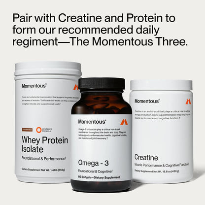 Momentous Omega-3 Fish Oil - High-Potency EPA & DHA Supplement for Men & Women - Supports Heart, Joint, & Brain Health - NSF Certified for Sport - Non-GMO - Gluten-Free - 1,600 mg - 30 Servings