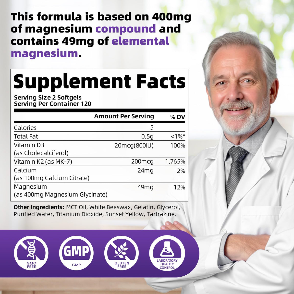 Magnesium Glycinate 400mg Softgels, Small Easy to Swallow High Absorption Magnesium Supplement, with Vitamin D3 & K2 for Sleep Relax Calm Muscle Bone* Health, 120 Gelcaps AlliwiseBuy Supplements Australia