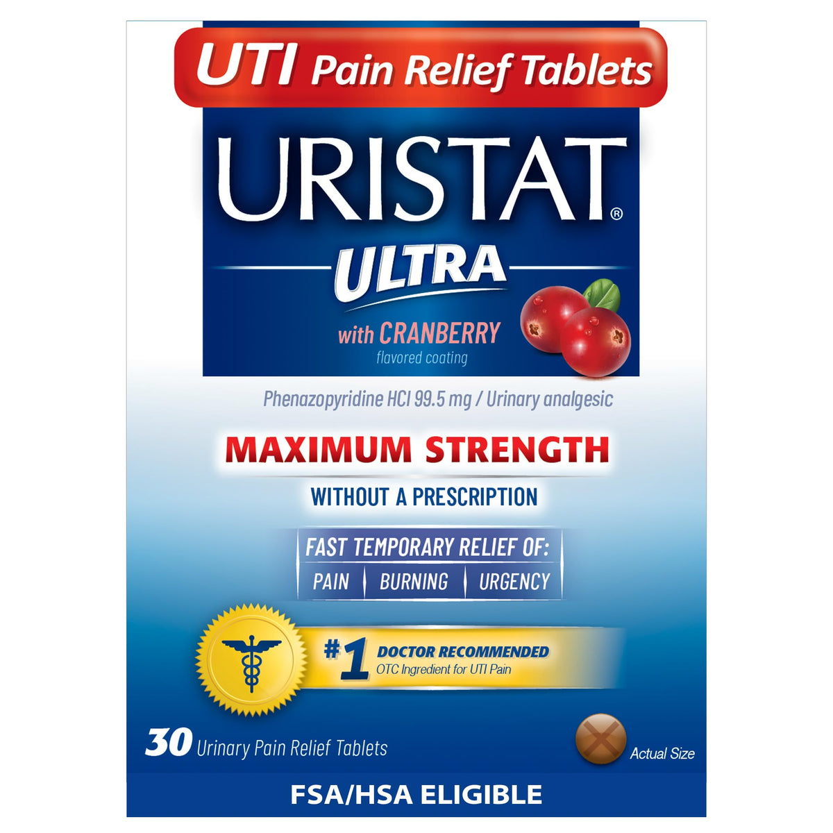 Uristat Ultra Strength UTI Relief Tablets – Ease Urinary Pain, Burning & Urgency, Cranberry Flavor, 30 Count URISTAT buy supplements Au