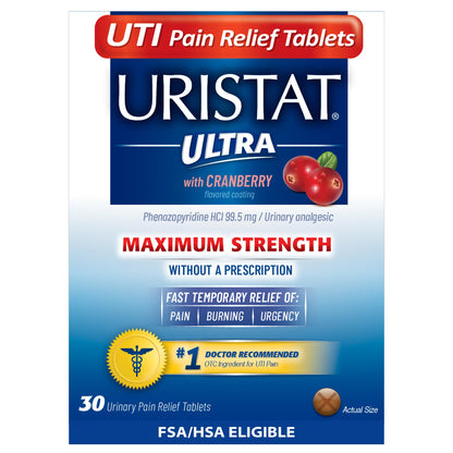 Uristat Ultra Strength UTI Relief Tablets – Ease Urinary Pain, Burning & Urgency, Cranberry Flavor, 30 Count URISTAT buy supplements Au