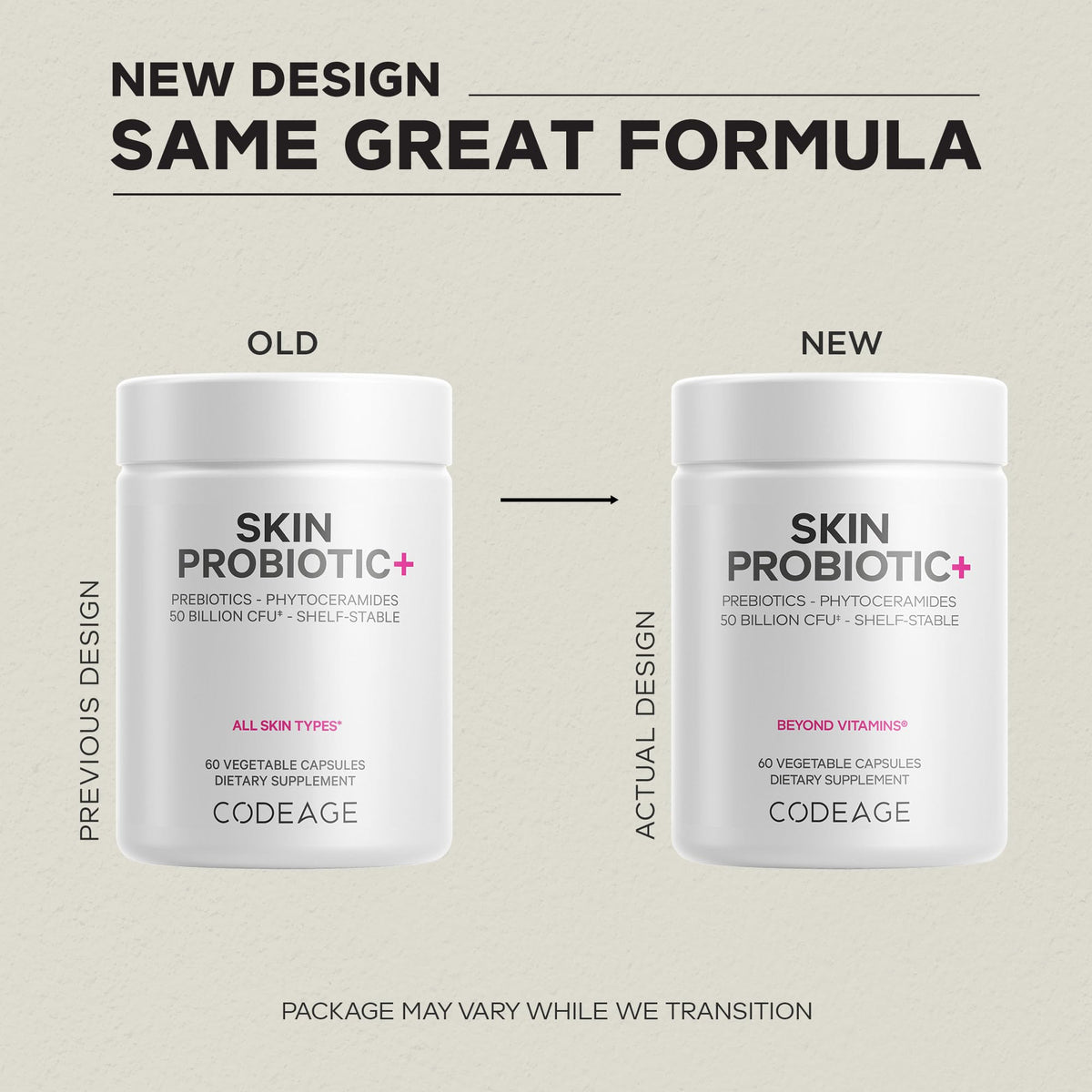 Codeage Skin Probiotics + Prebiotics - Skin Care Routine Supplement - 50 Billion CFU - Ayurvedic Botanical Herbs - Face Probiotics - Shelf Stable Cleanser, Non-GMO, Vegan - 60 Capsules CodeageBuy Supplements Australia