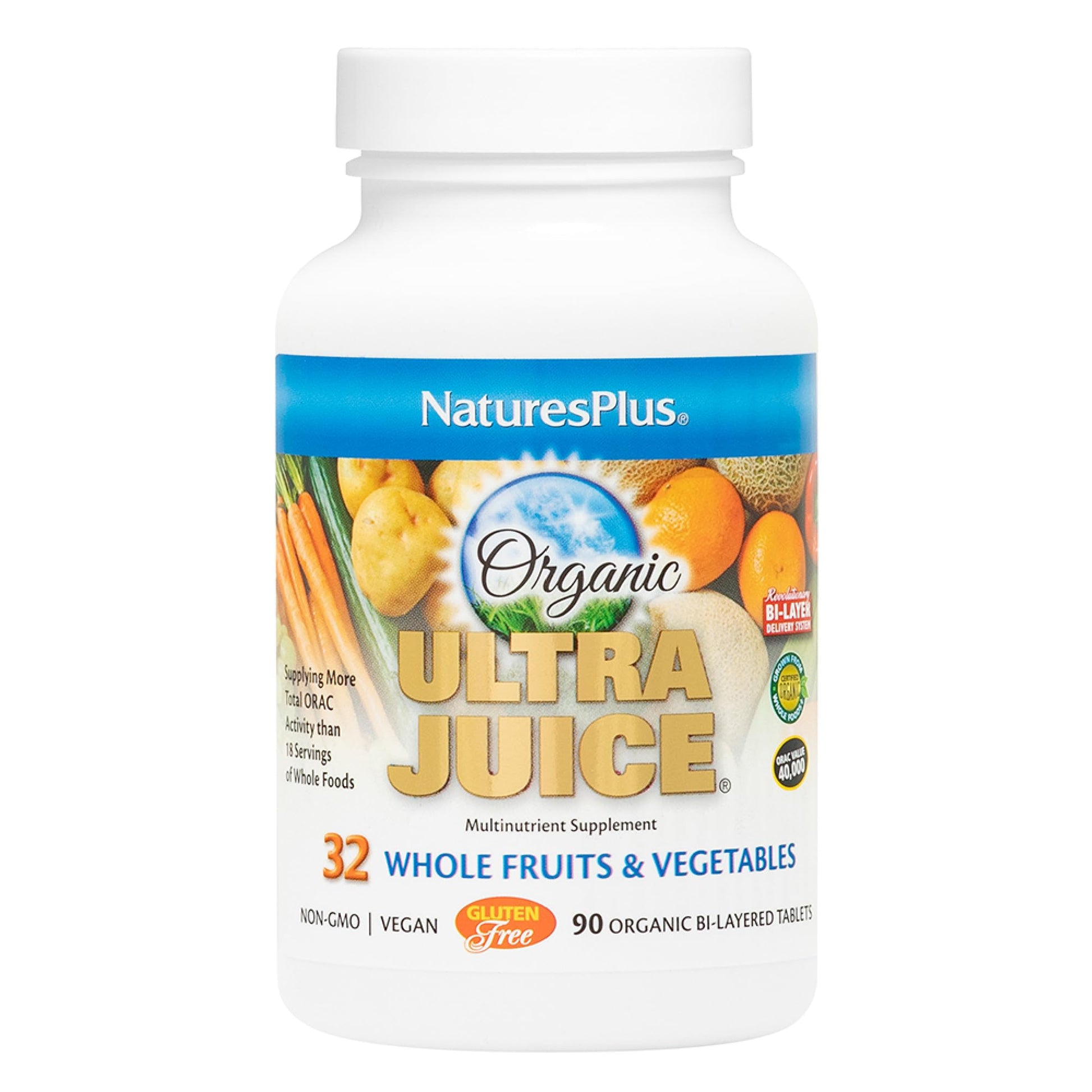 NaturesPlus Ultra Juice Multivitamin - 90 Bi-Layered Tablets - Whole Food Supplement with Fruits, Vegetables & Probiotics - Energy, Digestion & Immune Health Support - USDA Organic - 45 Servings NaturesPlus buy supplements Au