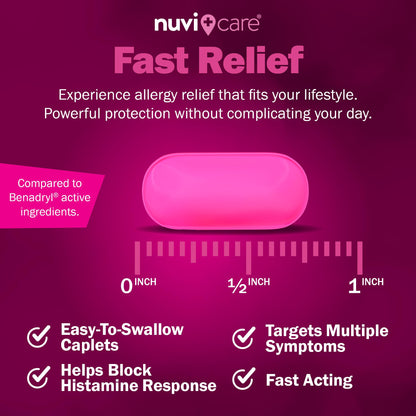 NUVICARE Allergy Relief Tablets - Diphenhydramine 25mg Antihistamine Tablets for Runny Nose, Sneezing, Itchy Eyes & Throat - Compare to Benadryl Allergy Meds - OTC Adult Allergy Medicine (300 Count) NUVICARE buy supplements Au