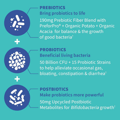 Garden of Life Dr. Formulated Pre, Post & Probiotics Gas & Bloating Once Daily 3-in-1 Complete Prebiotics, Postbiotics & Probiotics – 50 Billion CFU, Non-GMO, Gluten-Free, 30 Day Supply Garden of Life buy supplements Au