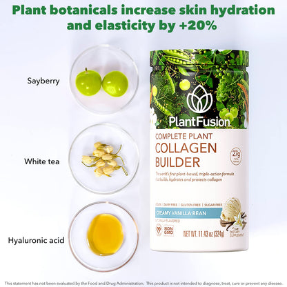 PlantFusion Vegan Collagen Powder - Plant Based Collagen Protein Powder For Muscle & Joints, Hair, Skin & Nails - Keto, Gluten Free, Soy Free, Non-Dairy, No Sugar, Non-GMO - Unflavored 10.58 oz PlantFusion buy supplements Au