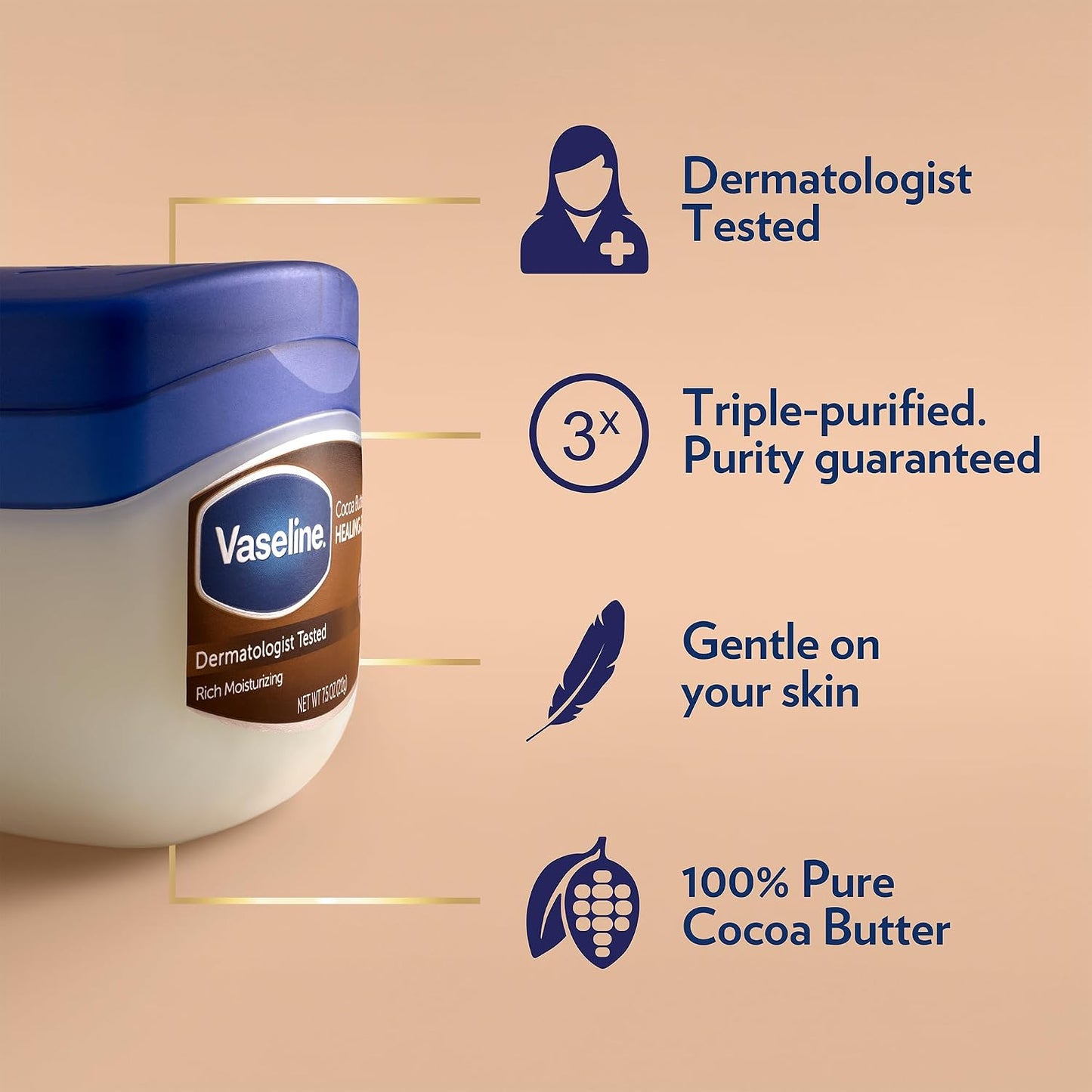 Vaseline Cocoa Butter Healing Jelly Variety Pack, 2 Sizes (7.5 Oz & 1.75 Oz) – Rich Moisturizing Ointment, Protectant & Moisturizer for Dry Skin