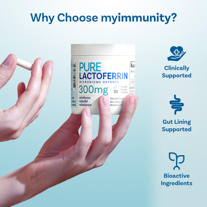 Lactoferrin 300mg Delayed Release Capsules - MyImmunity Premium Immune Support Supplement with Iron Absorption - Freeze Dried, Non-GMO, Gluten Free, Vegetarian - 30 Count (1 Month Supply) MyImmunity buy supplements Au