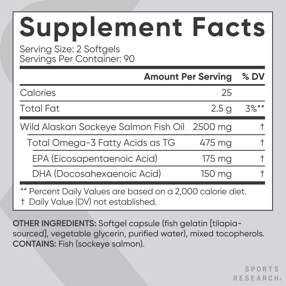 Sports Research® Salmon Oil - Single-Source Wild Alaskan Sockeye | 2500 mg per Serving w/EPA & DHA Fatty Acids | MSC Certified - 180 Count Softgels Sports Research buy supplements Au