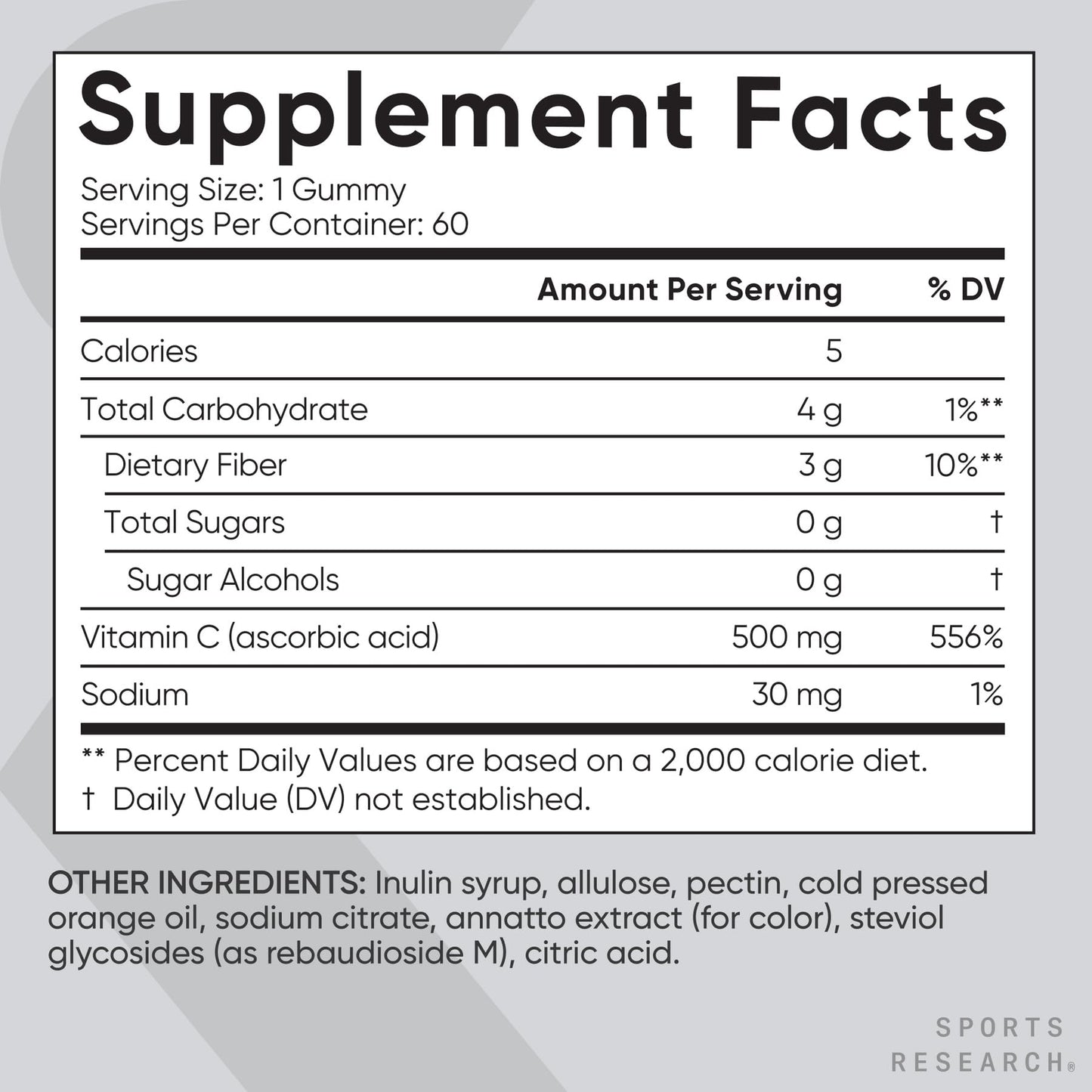 Sports Research­® Vitamin C Gummies | 500 mg Vitamin C | Sugar Free, Gelatin Free, Vegan Certified & Non-GMO Tested | Immune & Antioxidant Support 60 Gummies Sports Research buy supplements Au