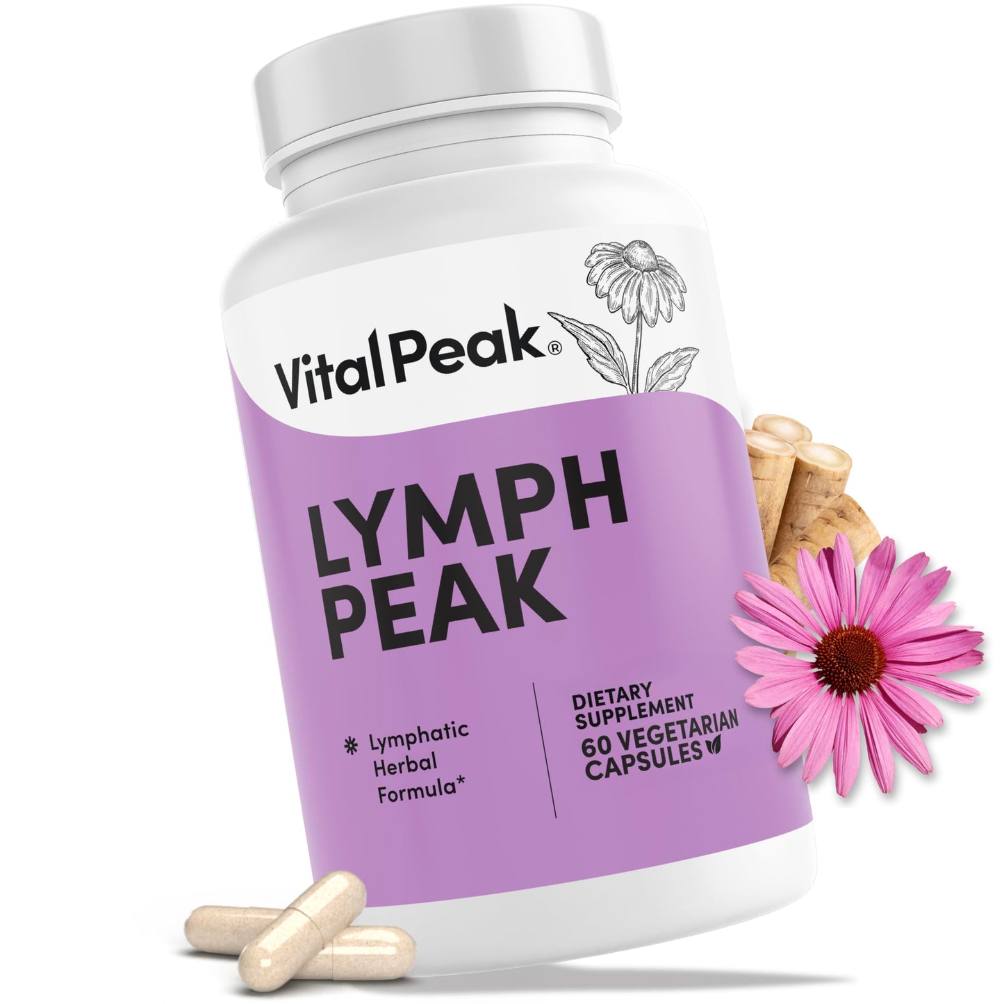 Lymph Peak - Lymphatic Drainage Supplements - Lymph System Support - with Burdock Root, Echinacea Extract, Bromelain, Dandelion Extract & More - Vegan, Non GMO, Gluten Free - 60 Capsules Vital Peak buy supplements Au