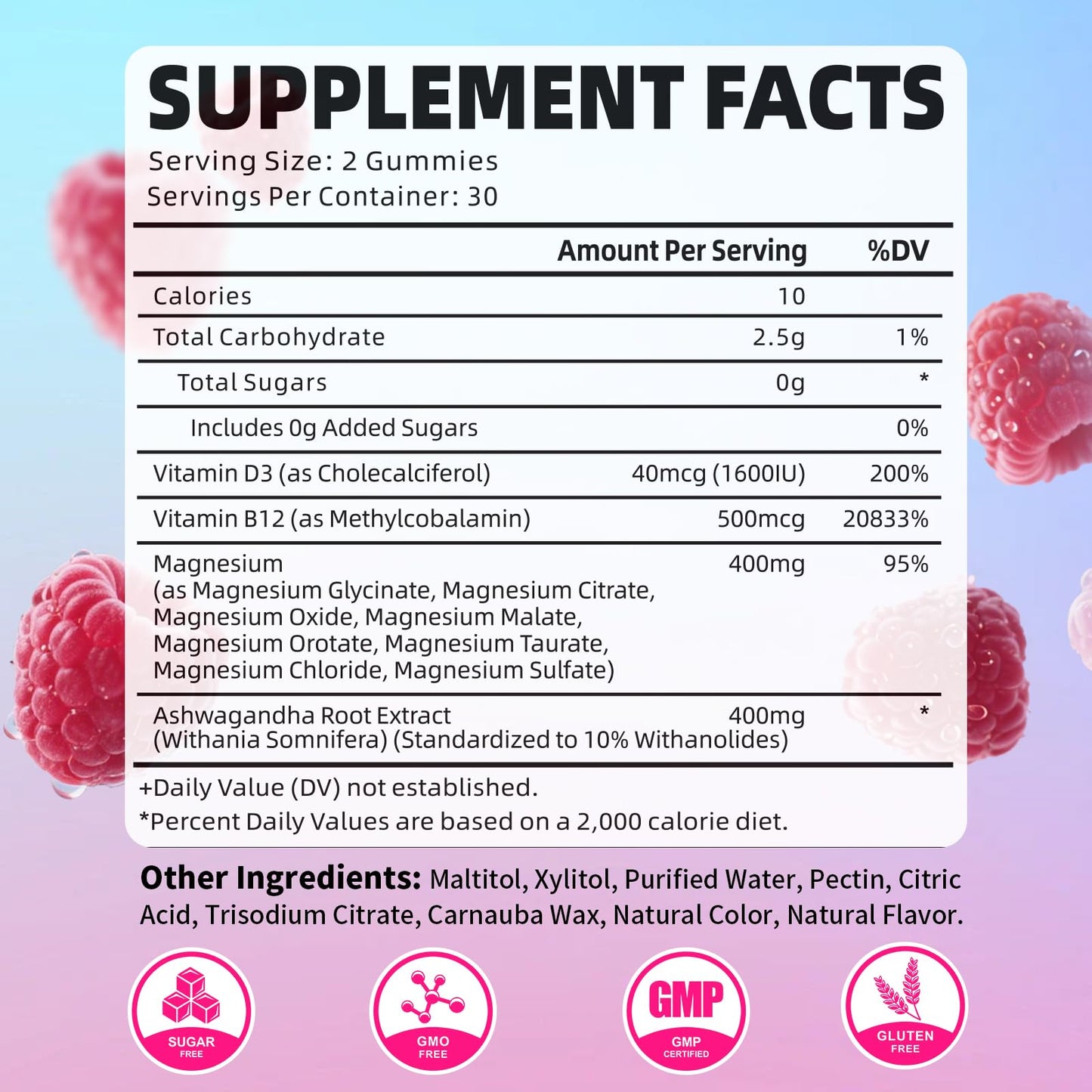 Pack of 2 Magnesium Complex Gummies 400mg, Magnesium Glycinate, Malate, Citrate, Taurate, Oxide & More | w/Ashwagandha Extract, D3 & B12 for Calm, Zzz, Relaxation, Raspberry Flavor, 120 Count YUULAI buy supplements Au