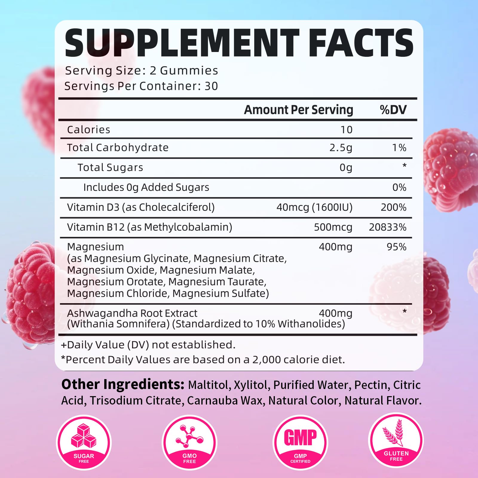 Pack of 2 Magnesium Complex Gummies 400mg, Magnesium Glycinate, Malate, Citrate, Taurate, Oxide & More | w/Ashwagandha Extract, D3 & B12 for Calm, Zzz, Relaxation, Raspberry Flavor, 120 Count YUULAI buy supplements Au