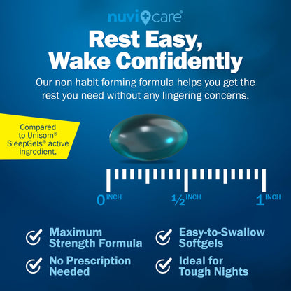 NUVICARE Maximum Strength SleepAid Soft Gels - Nighttime Sleep Aid with Diphenhydramine HCl 50mg - Non Habit Forming Sleeping Pills for Adults - Extra Strong OTC Sleep Aids for Adults (100 Count) NUVICARE buy supplements Au