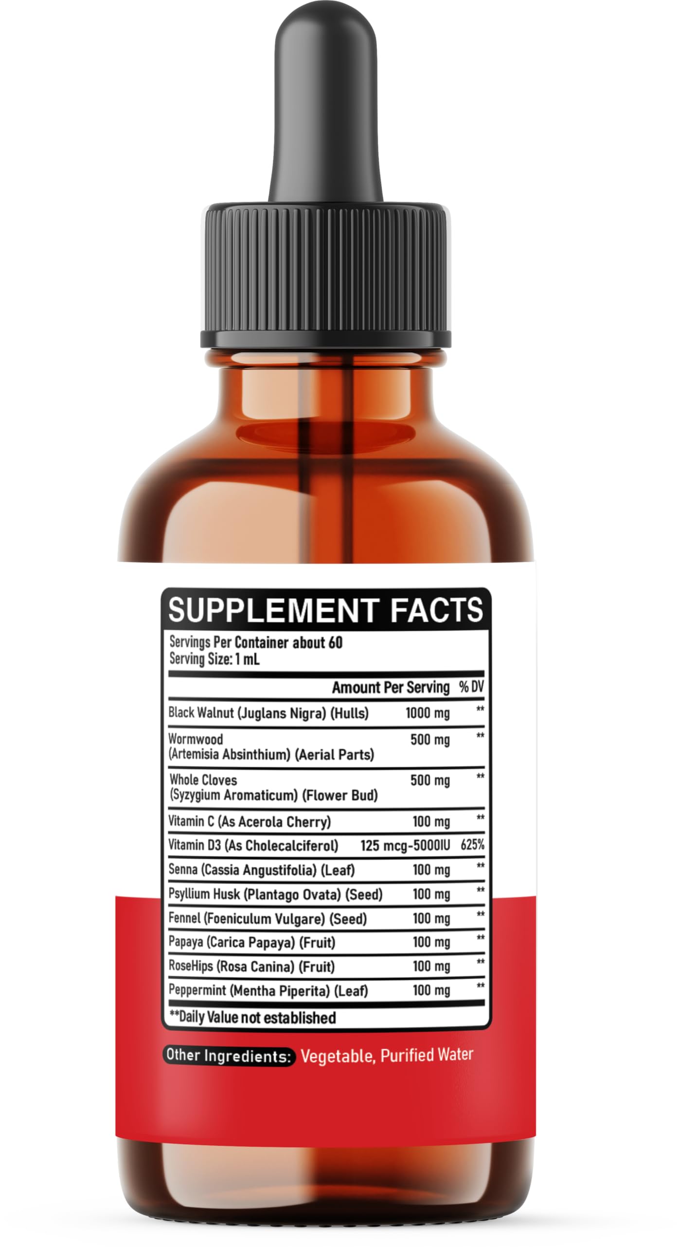 DEDICAD 11in1 Black Walnut Wormwood Cloves Liquid Drops with Cloves Buds, Senna Leaf, Psyllium Husk, Fennel Seed, Papaya Leaf and More - 2 oz Fl - 60 Days - Strawberry Flavor DEDICAD buy supplements Au
