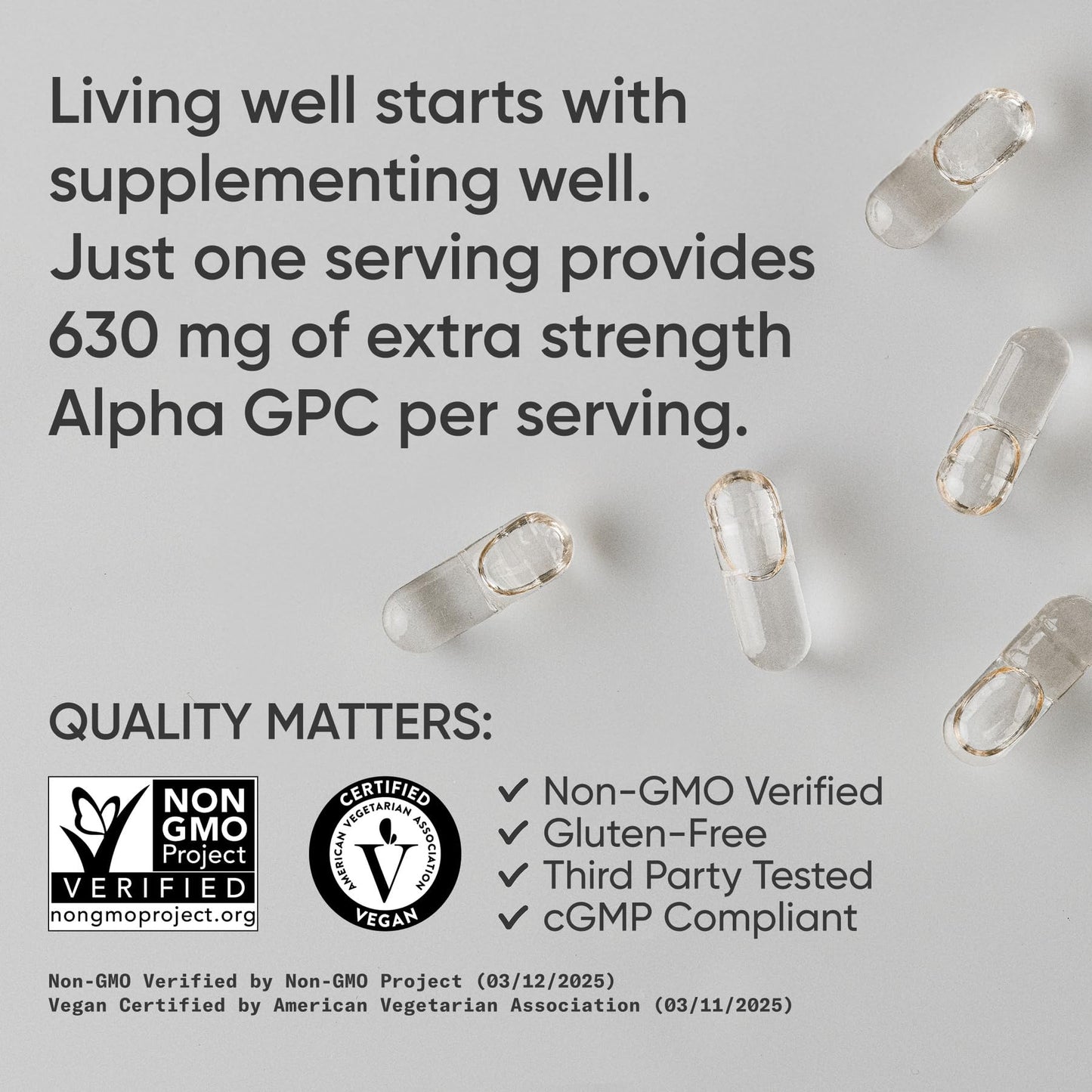 Sports Research® Alpha GPC 630mg (Extra Strength) - Bioavailable Source of Choline - Focus & Cognitive Support for Women & Men - Vegan Certified · Non-GMO · Gluten Free - 60 Liquid Capsules Sports Research buy supplements Au