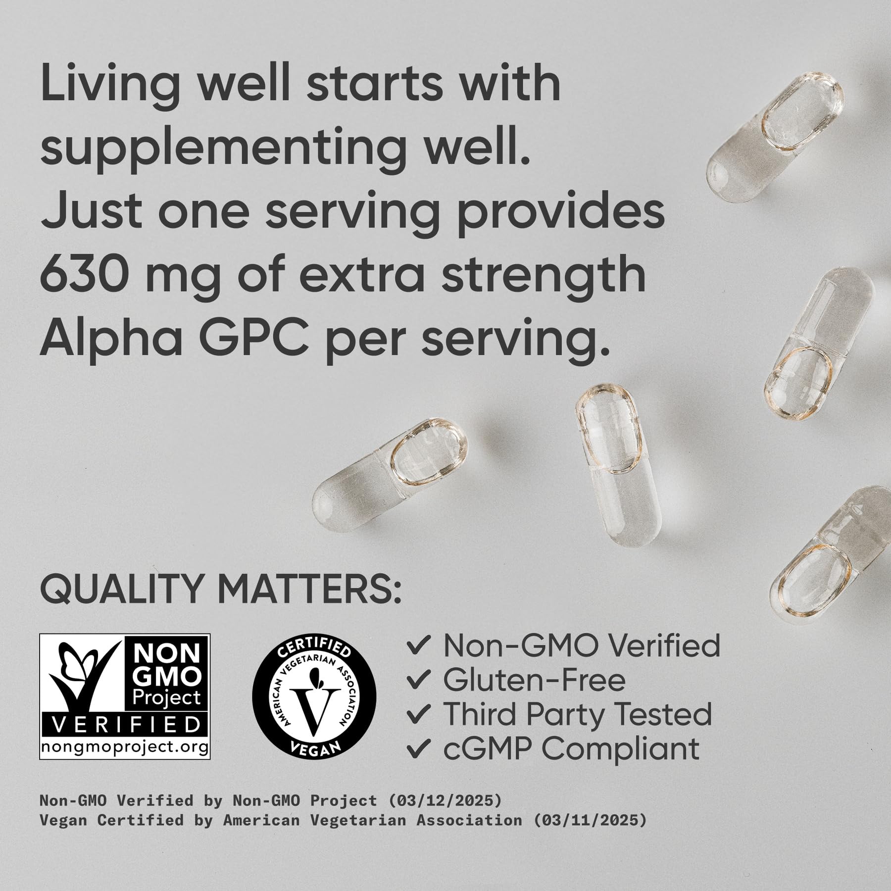 Sports Research® Alpha GPC 630mg (Extra Strength) - Bioavailable Source of Choline - Focus & Cognitive Support for Women & Men - Vegan Certified · Non-GMO · Gluten Free - 60 Liquid Capsules Sports Research buy supplements Au