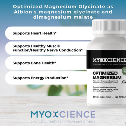 MYOXCIENCE Optimized Magnesium Glycinate + Magnesium Taurate (as ATAmag®) for High Brain Bioavailability to Support Stress Relief and Sleep | 80 Servings MYOXCIENCE buy supplements Au