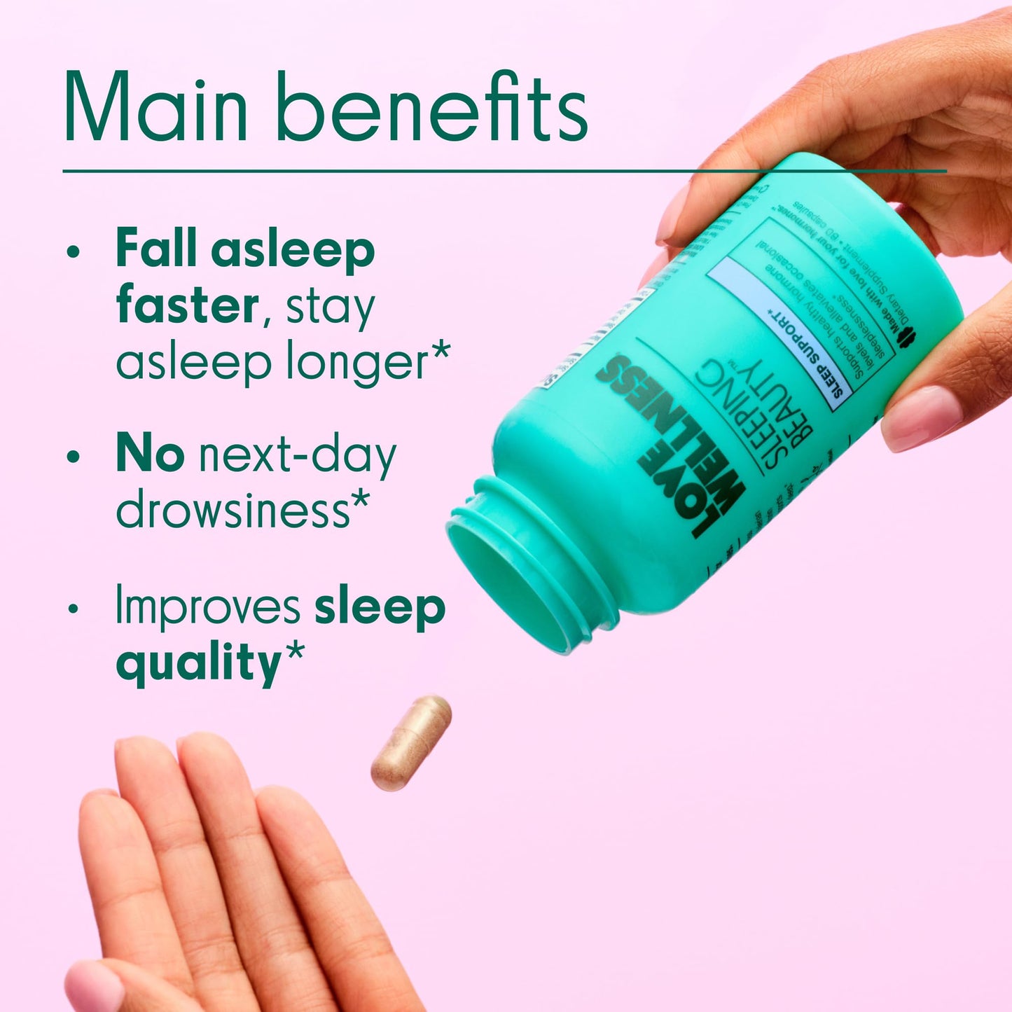 Love Wellness Sleeping Beauty | Sleep Support with Melatonin, Magnesium & L-Theanine | Promotes Restful Sleep, Relaxation & Calmness | Organic Valerian Root Powder & Lemon Balm | 60 Count Love Wellness buy supplements Au