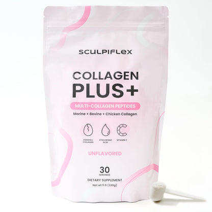 Sculpiflex Hydrolyzed Collagen Peptides Powder, Marine, Bovine, and Chicken Unflavored Multi Collagen Complex for Women, Firms Skin and Boosts Elasticity, Hydrating with Hyaluronic Acid (30 Servings) SCULPIFLEX buy supplements Au