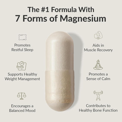 BIOptimizers Magnesium Breakthrough Supplement with 500mg - 7 Forms of Magnesium: Glycinate, Malate, Citrate, and More - Natural Support for Sleep and Cognitive Function -60 Capsules- Calming Vitamins BIOptimizers buy supplements Au