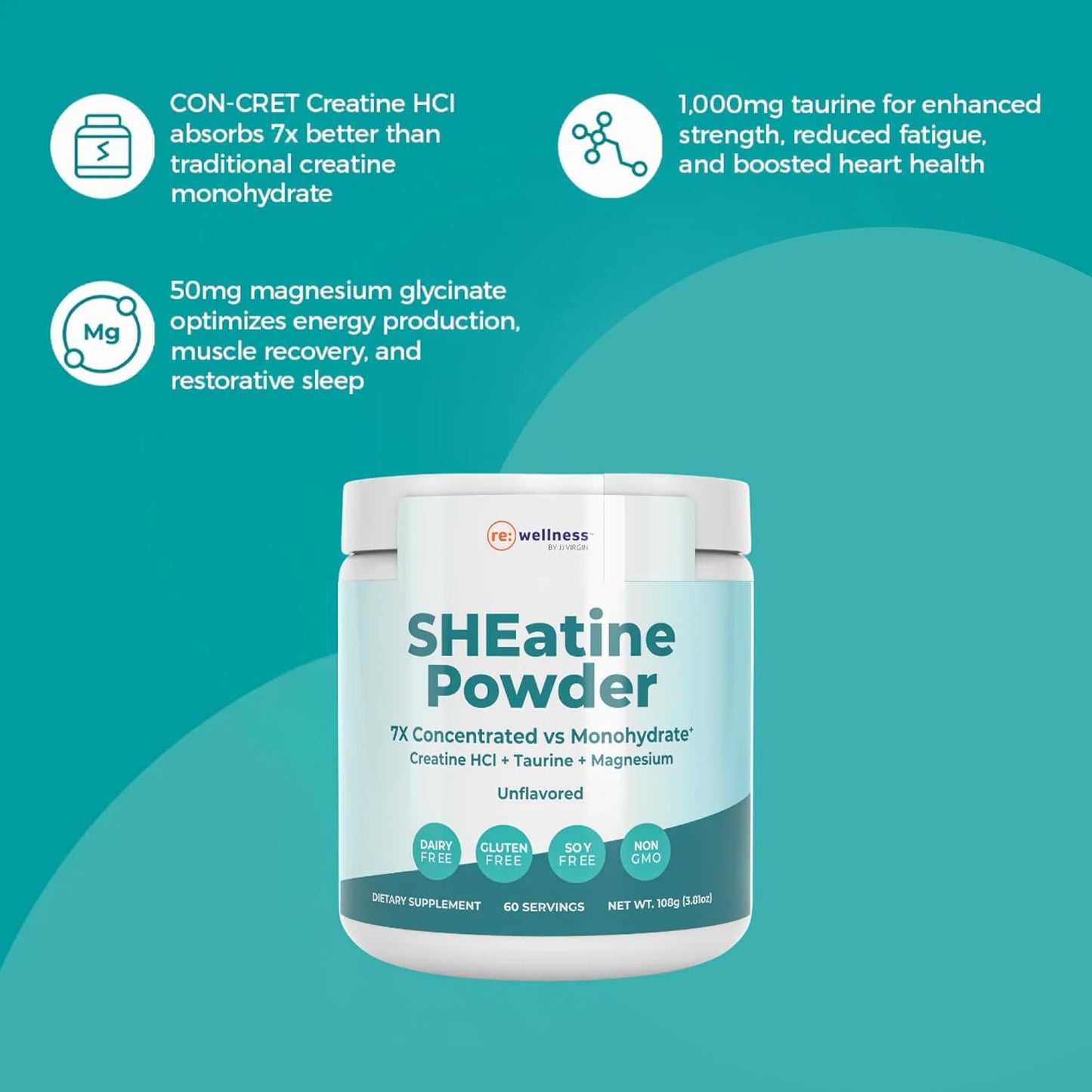Reignite Wellness by JJ Virgin SHEatine Powder (Unflavored), ElectroReplenish, and Bone Broth All-in-One Shake (Chocolate)