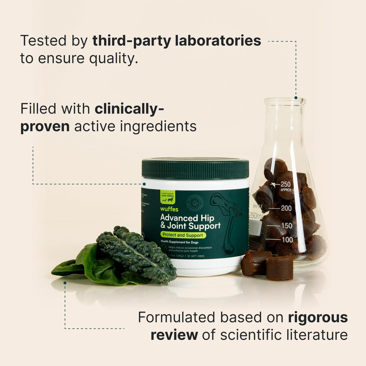 Wuffes Chewable Dog Hip & Joint Supplement - Glucosamine & Chondroitin Chews - Dog Joint Supplements & Vitamins - Extended Joint Care (Large Breed (Over 65 lbs), 60 Chews (Pack of 2)) WuffesBuy Supplements Australia