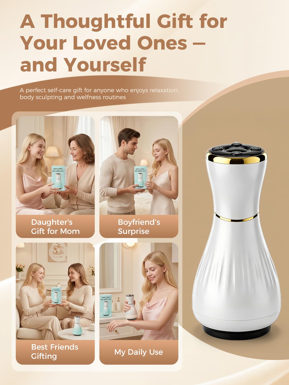 Electric Cupping Massager for Body with Suction, Microcurrent, Red Light & Heat, Lymphatic Drainage Massager, 12 Intensity Body Sculpting Machine, Cellulite Massage Tool for Arms Legs Waist Back-White FEEOLA buy supplements Au