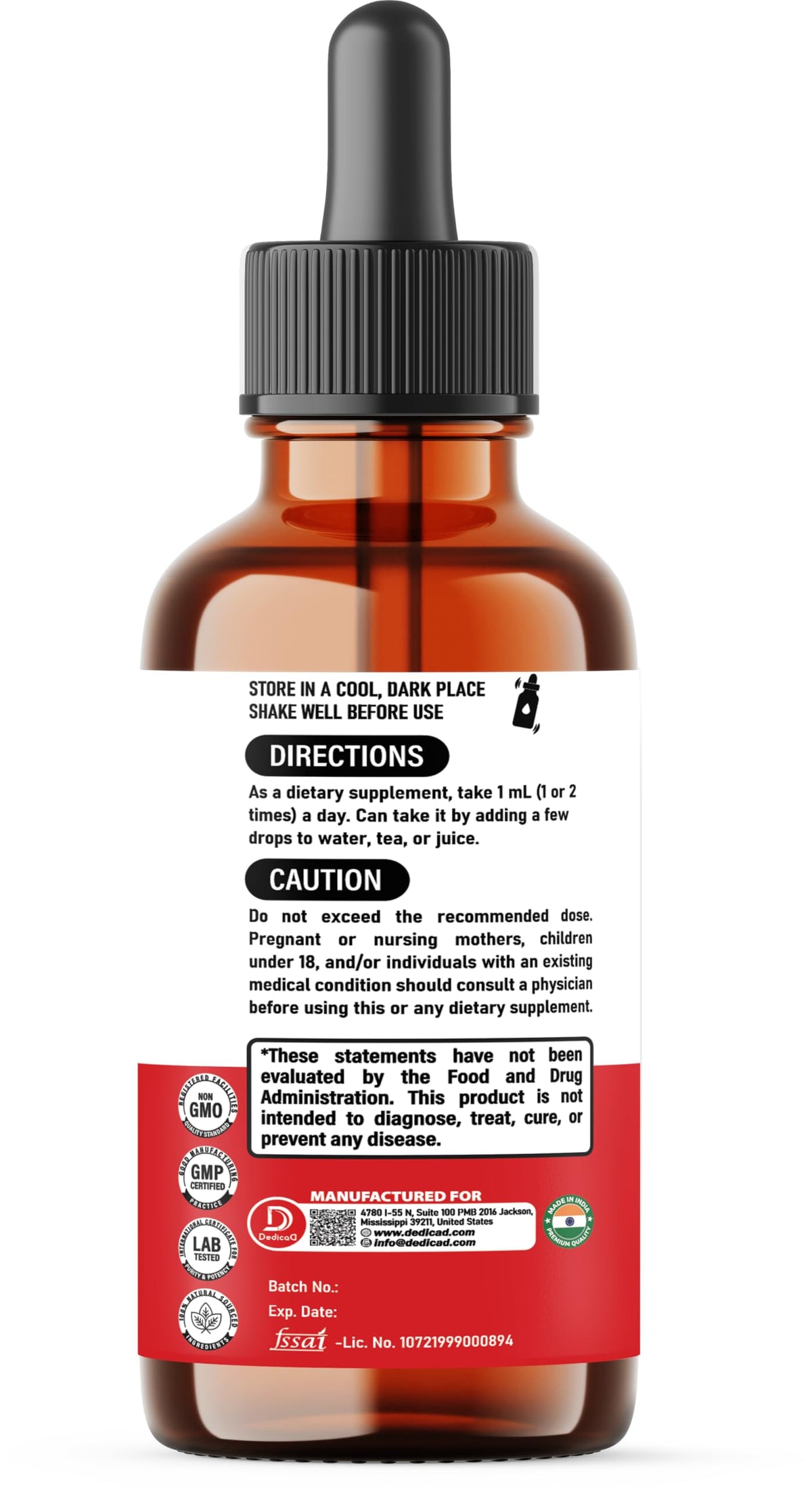 DEDICAD 11in1 Black Walnut Wormwood Cloves Liquid Drops with Cloves Buds, Senna Leaf, Psyllium Husk, Fennel Seed, Papaya Leaf and More - 2 oz Fl - 60 Days - Strawberry Flavor DEDICAD buy supplements Au