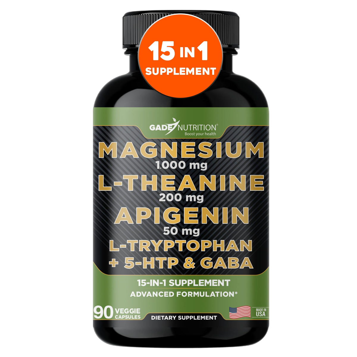 Gade Nutrition Magnesium Glycinate & Magneisum Supplements with Apigenin, L Theanine 200 mg, 5 HTP, GABA Calm Brain Booster Supplement Sleep Aid Ashwagandha L Tryptophan Chamomile GADE NUTRITION BOOST YOUR HEALTHBuy Supplements Australia