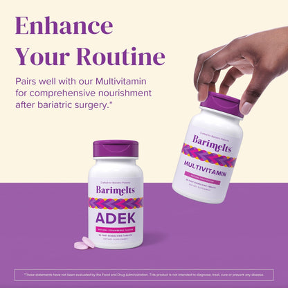 Barimelts ADEK - 60 Fast-Dissolving Tablets (2-Month Supply) - Sugar-Free Bariatric Vitamins for Women Including Vitamin A, Vitamin D, Vitamin E & Vitamin K, Natural Strawberry Flavor BariMelts buy supplements Au