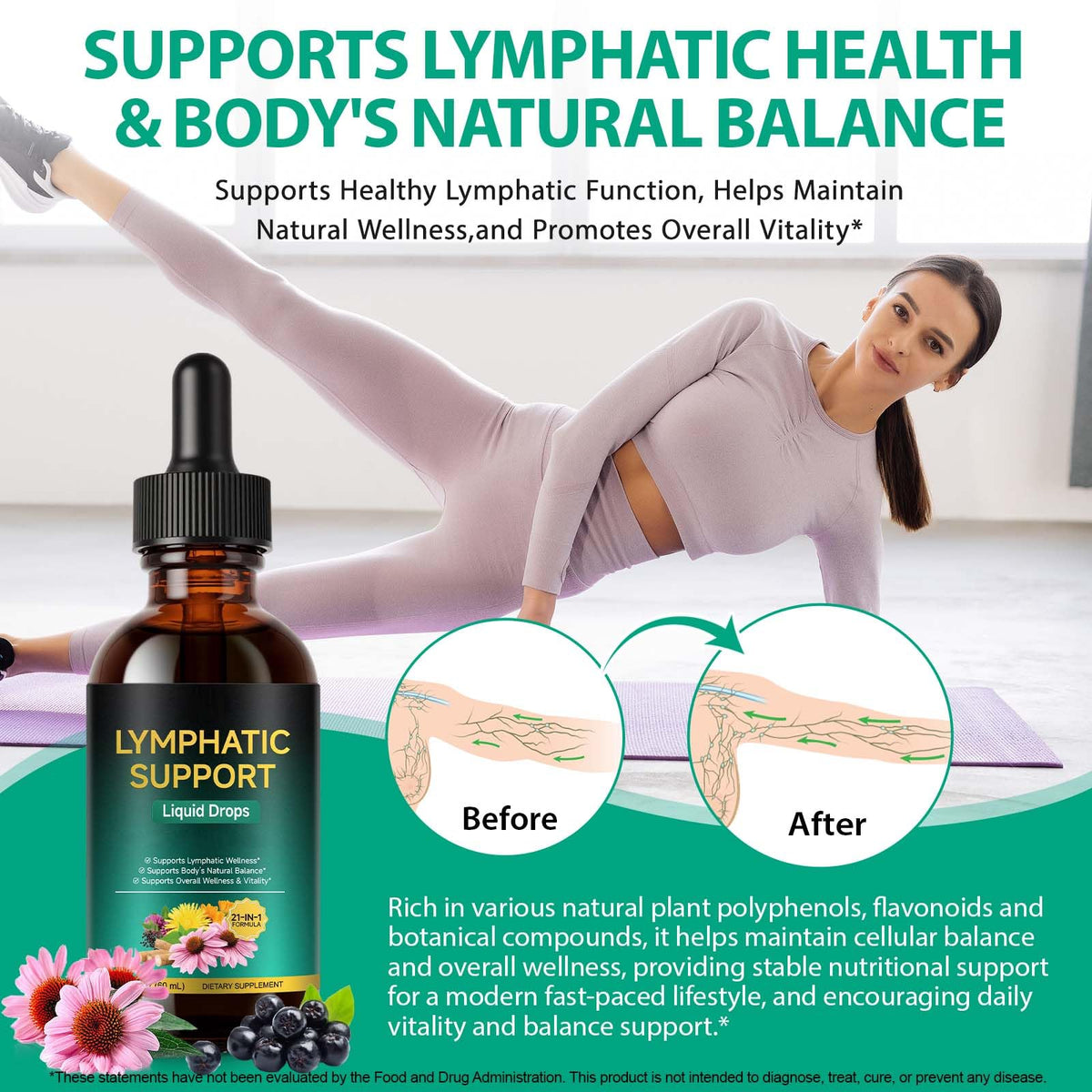 Lymphatic Drainage Drops, Support Supplement with Echinacea, Dandelion, Elderberry, Cleavers, Astragalus, Burdock & More, 2 FL OZ - Natural Lymphatic Cleanse & Immune Support VOGSIG buy supplements Au