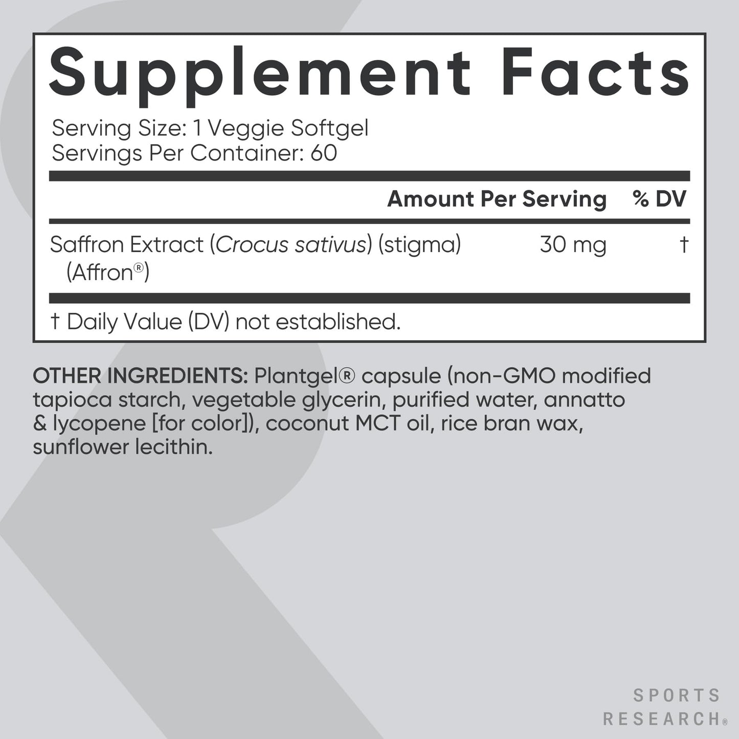 Sports Research® Pure Saffron Supplement, 30 mg - Mood & Stress Support - Made w/Affron® Saffron Extract - Vegan Certified · Non-GMO · Gluten Free – 60 Veggie Softgels Sports Research buy supplements Au