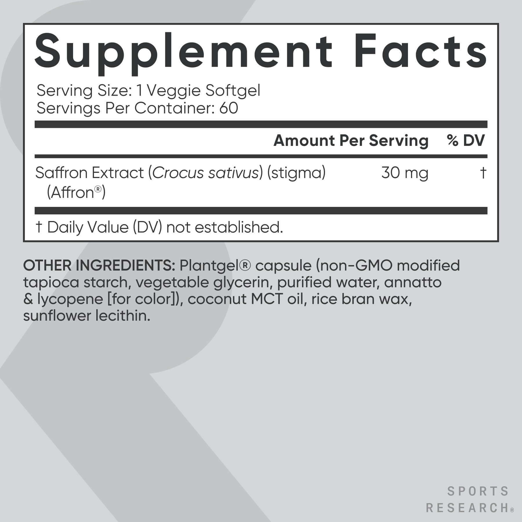 Sports Research® Pure Saffron Supplement, 30 mg - Mood & Stress Support - Made w/Affron® Saffron Extract - Vegan Certified · Non-GMO · Gluten Free – 60 Veggie Softgels Sports Research buy supplements Au