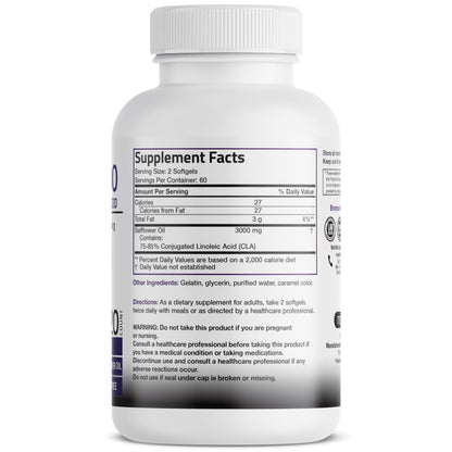 Bronson CLA 3000 Extra High Potency Supports Healthy Weight Management Lean Muscle Mass Non-Stimulating Conjugated Linoleic Acid 120 Softgels