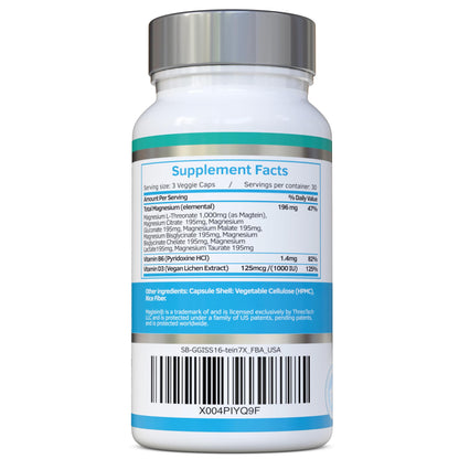 Magnesium L-Threonate Complex 7-in-1 with 1000mg of Magtein Plus Magnesium as Bisglycinate, Taurate, Citrate, Gluconate, Malate & Lactate - Supports Sleep - Vegan, US Made and No Artificial Nasties swiss bioenergetics buy supplements Au