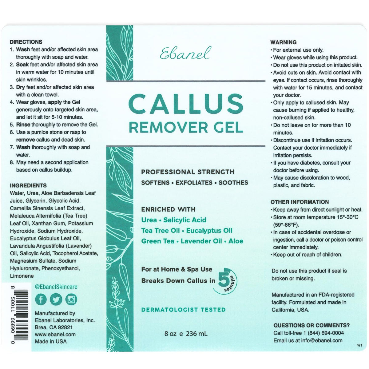 Ebanel Bundle of 40% Urea Cream 3-Pack and Callus Remover Gel