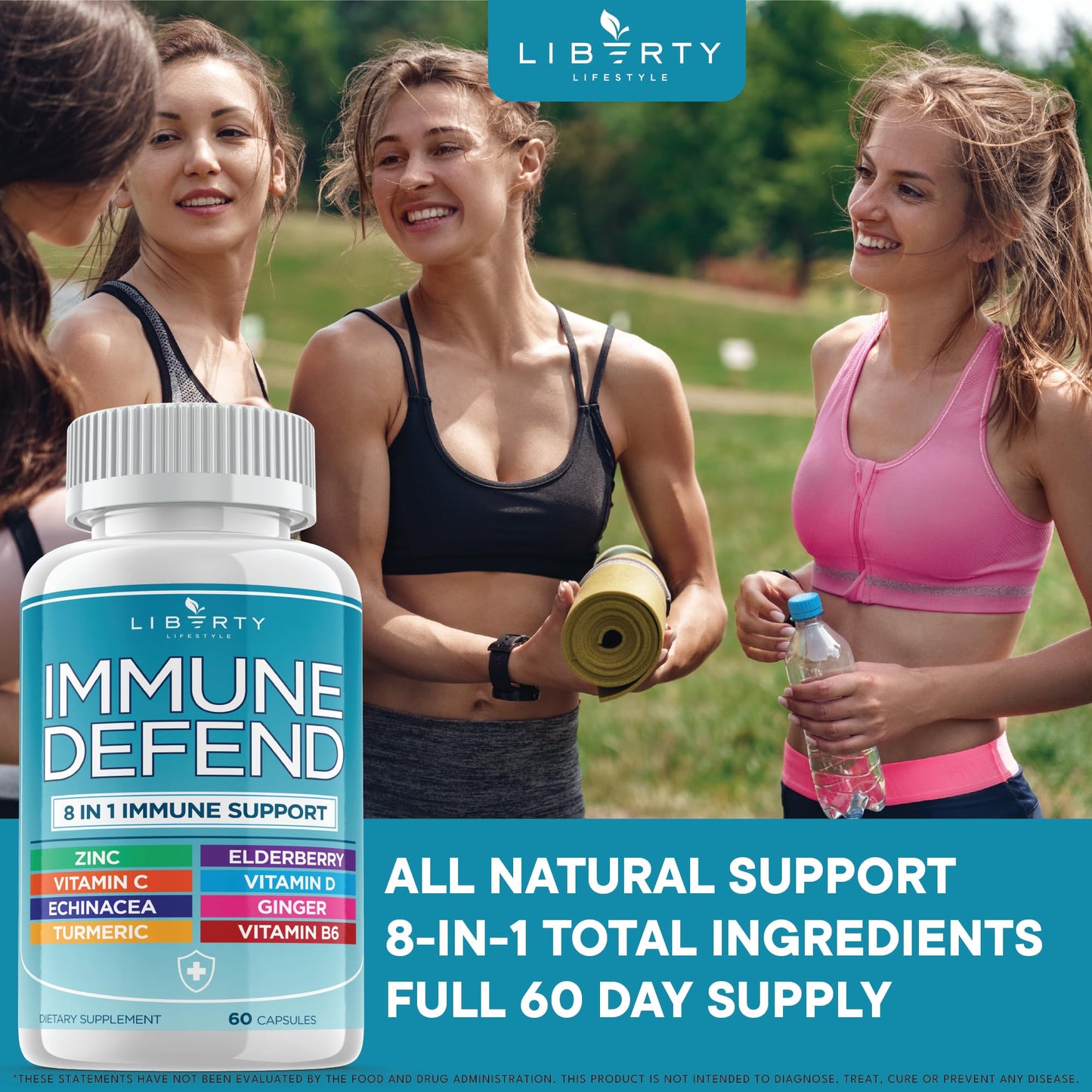 8 in 1 Immune Defense Support, Immunity Vitamins Supplement Booster Zinc 50mg, Vitamin C Elderberry VIT D3 5000 IU, Turmeric Curcumin & Ginger, Echinacea - Allergy Relief for Kids Adults (2 Pack) - PrimeBioHealth - canada supplements