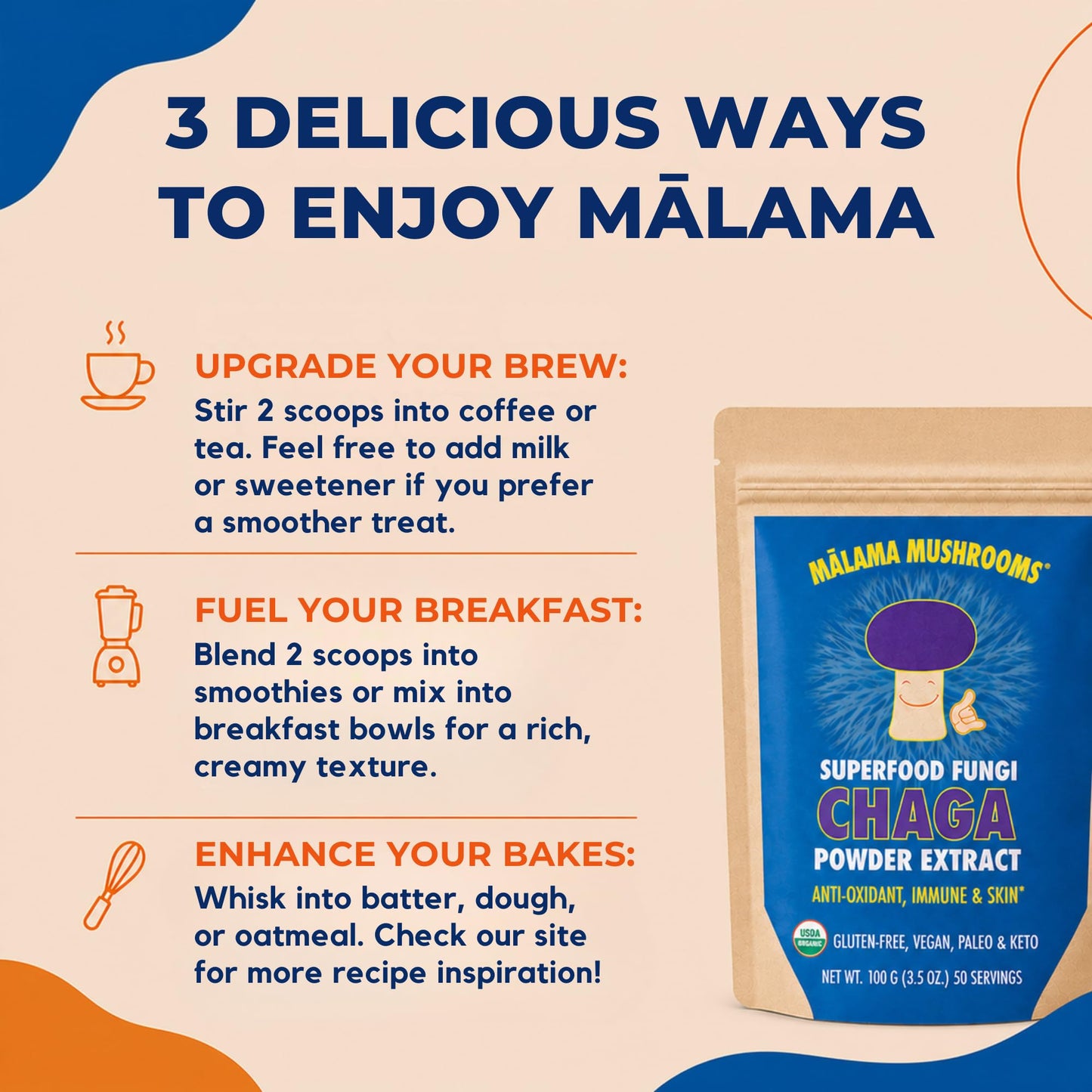 8-Mushroom Extract Powder by Malama, Organic Body Mushroom Blend Featuring Lion's Mane, Reishi, Cordyceps, Chaga, Turkey Tail, Superfood Adaptogenic - PrimeBioHealth - canada supplements