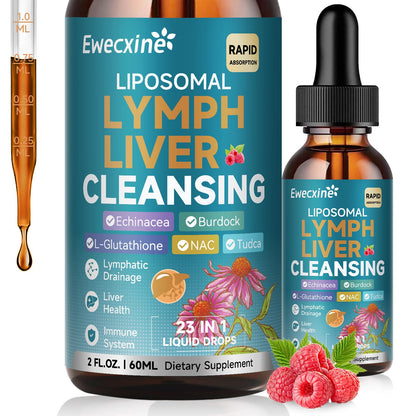 Liposomal Lymphatic Drainage & Liver Cleanse Drops, 23-in-1 with Echinacea, NAC, TUDCA, L-Glutathione, Burdock for Lymph, Liver Detox & Repair, Immune Support, Raspberry Flavor, 2 fl oz Supplement Ewecxine buy supplements Au