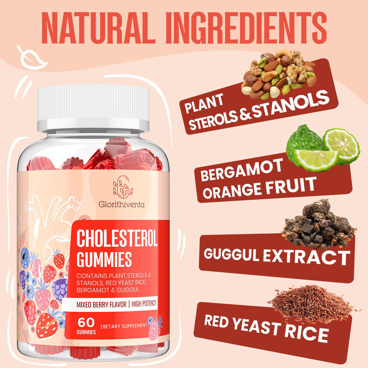 Glorithiventa Cholesterol & Booty Gummies Supplement Bundle - Plant Sterols & Stanols + CurvaBoost BBL Herb Blend & Creatine Monohydrate - Cholesterol Normal Level, Booty, Curves & Energy Glorithiventa buy supplements Au