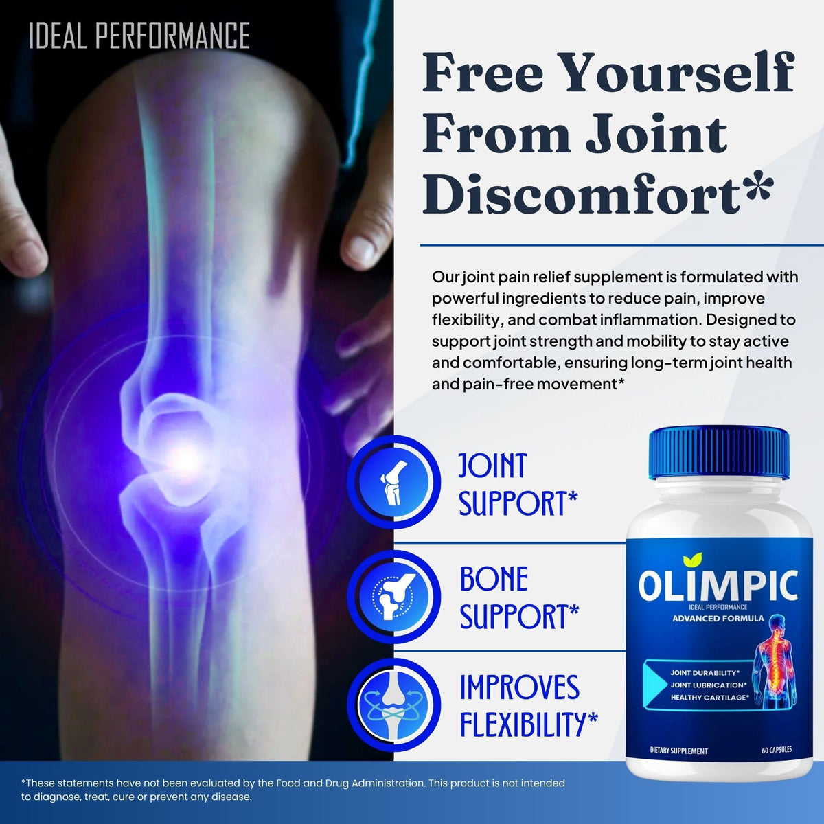 Olimpic Capsules, Advanced Joint Support Supplement Pills for Mobility and Comfort - Maximum Strength, Official Olim Pic Joint Support All Natural Formula, Premium Olim-Pic Reviews (3 Pack) IDEAL PERFORMANCEBuy Supplements Australia